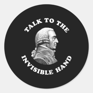 Pegatina Redonda Adam Smith habla con la mano invisible Economía Te