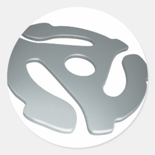 Pegatina Redonda Adaptador de la plata 3D 45 RPM