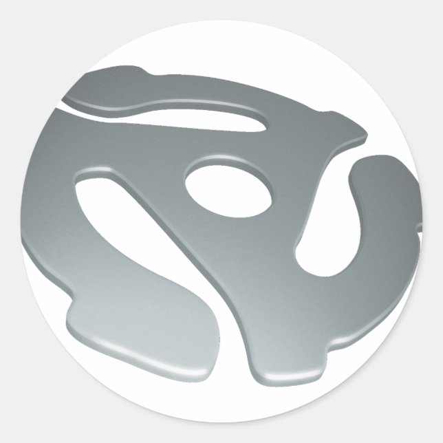 Pegatina Redonda Adaptador Silver 3D de 45 RPM (Anverso)