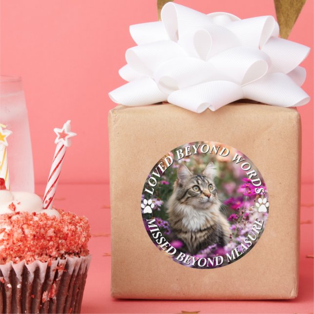 Pegatina Redonda Add Photo Cat Memorial (Fiesta)