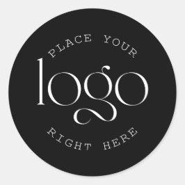Pegatina Redonda Add Your Own Custom Business Logo Modern Black