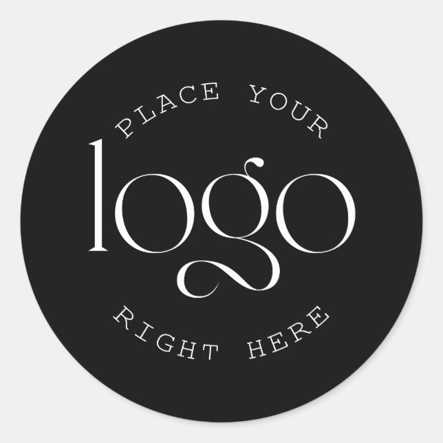 Pegatina Redonda Add Your Own Custom Business Logo Modern Black (Anverso)