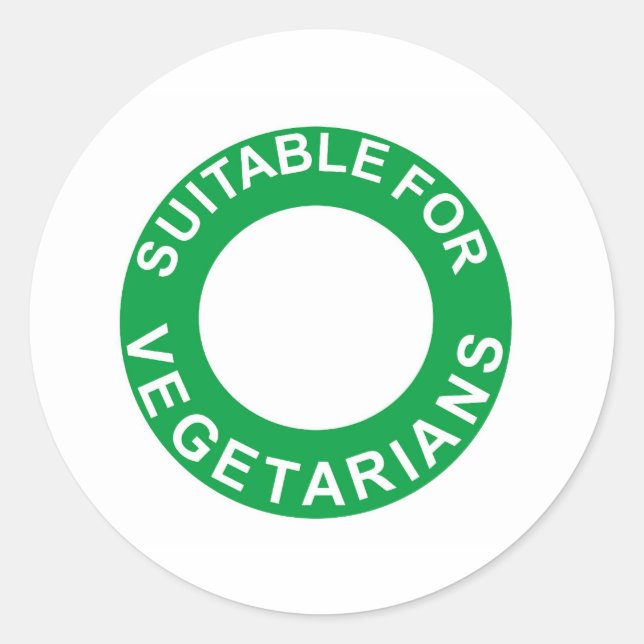Pegatina Redonda Adecuado para vegetarianos (Anverso)