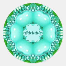 Pegatina Redonda ADELAIDE ~ Modelo fractal brillante abstracto ~
