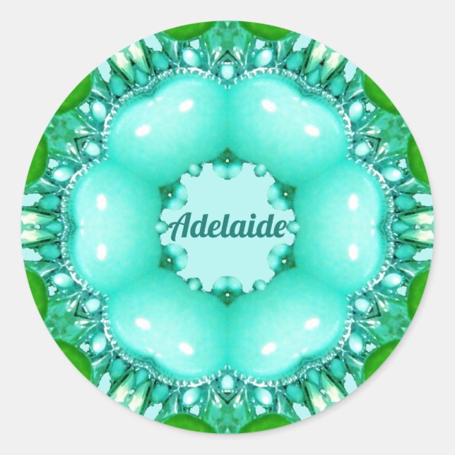 Pegatina Redonda ADELAIDE ~ Modelo fractal brillante abstracto ~ (Anverso)