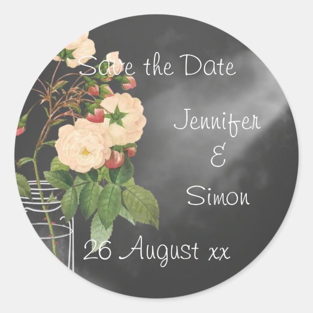 Pegatina Redonda Adelaide Rosa sobre negro (Anverso)