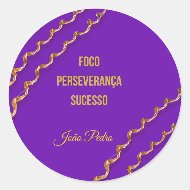 Pegatina Redonda Adesivo Faixa Roxa jiu-Jitsu (Anverso)