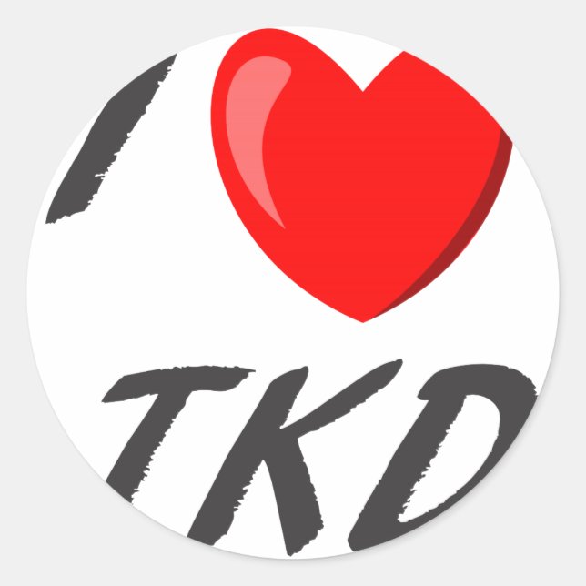 Pegatina Redonda adesivo I Love TKD (Anverso)