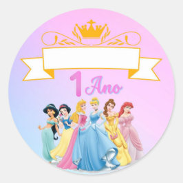 Pegatina Redonda Adesivo Princesas