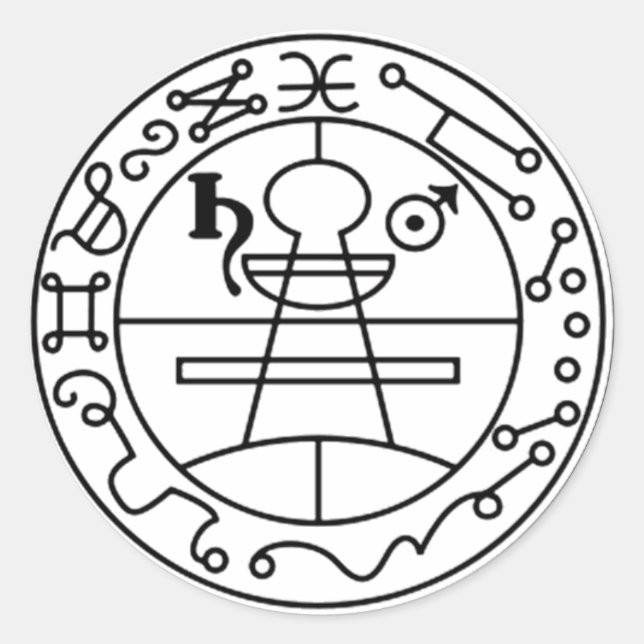 Pegatina Redonda Adesivo Selo de Salomão Goétia (Anverso)