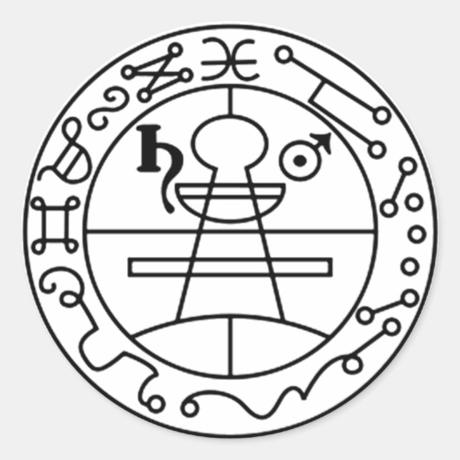 Pegatina Redonda Adesivo Selo de Salomão Goétia (Anverso)