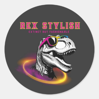 Pegatina Redonda Adesivo T-Rex Fashion