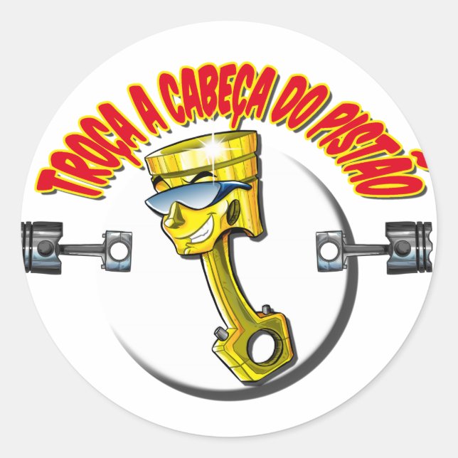 Pegatina Redonda Adesivos auto colantes-Troça A Cabeça do "Pistão" (Anverso)
