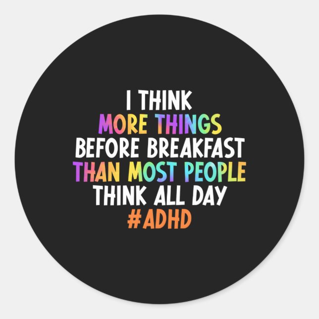 Pegatina Redonda Adhd Adhd Awareness Adhd Warrior Adhd Support (Anverso)
