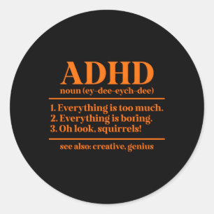 Pegatina Redonda Adhd Definition Adhd Awareness Mes Adhd Warrior