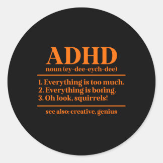 Pegatina Redonda Adhd Definition Adhd Awareness Mes Adhd Warrior