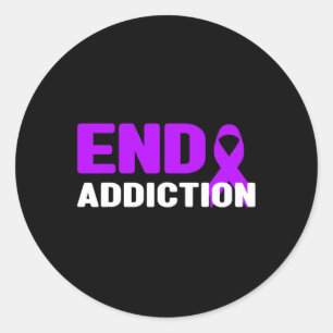 Pegatina Redonda Adicción final - Conciencia sobre las adicciones