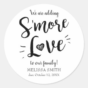Pegatina Redonda Adición del amor S'mores Baby Shower de Smore