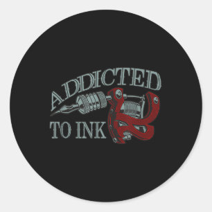 Pegatina Redonda Adicto A La Tinta Graciosa Artista De Tatuajes Ink