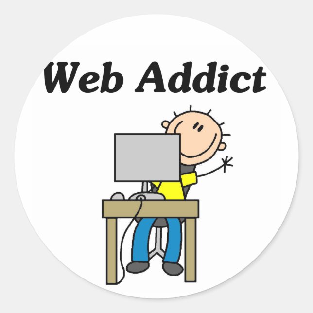 Pegatina Redonda Adicto a la Web (Anverso)