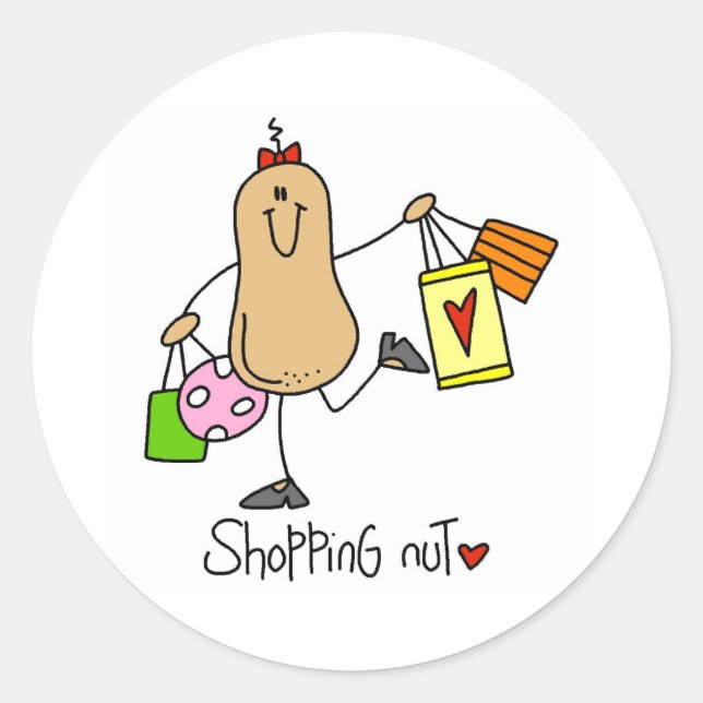 Pegatina Redonda Adicto a las Compras (Anverso)