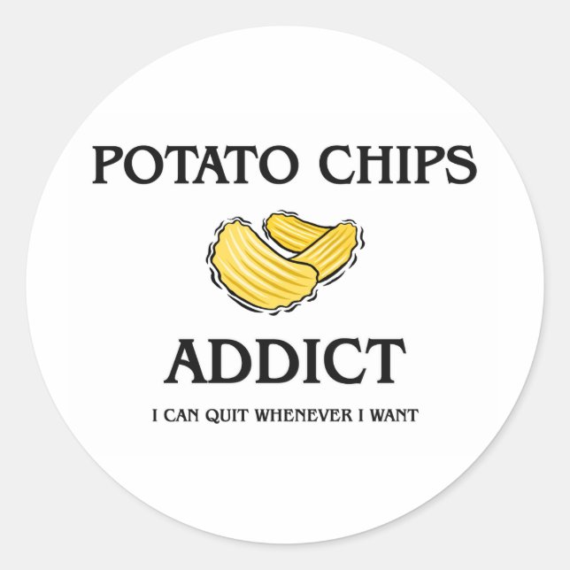 Pegatina Redonda Adicto a las gotas de papa (Anverso)