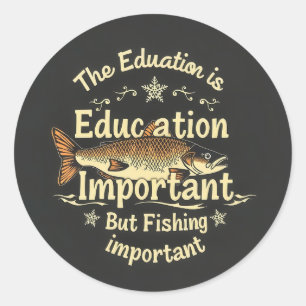Pegatina Redonda Adicto al Aprendizaje: Pesca vs. Educación