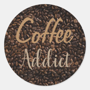 Pegatina Redonda Adicto al café