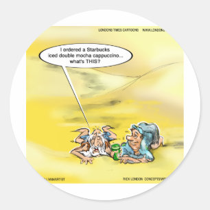 Pegatina Redonda Adicto Al Café Por Las Caricaturas De The Times De