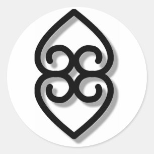 Pegatina Redonda Adinkra - earth-BW