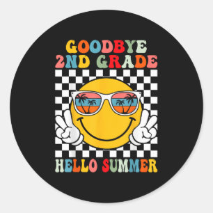 Pegatina Redonda Adiós 2º Grado Hola Summer El Último Día De La Esc