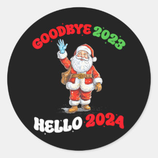 Pegatina Redonda Adiós 2023 Hola 2024 Feliz Navidad nuevo