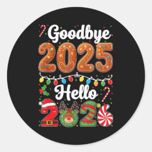 Pegatina Redonda Adiós 2025 Hola 2026 Feliz Nochevieja Chris
