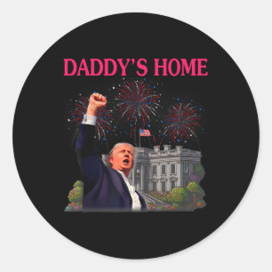 Pegatina Redonda Adiós a casa de Trump Daddy Joe Biden sale corrien