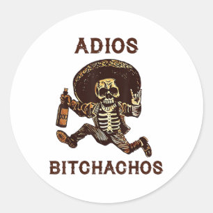 Pegatina Redonda Adios Achos Cinco De Mayo Beber De Esqueleto _1
