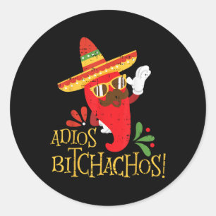 Pegatina Redonda Adios Achos Cinco De Mayo Pimientos Para Niños Mex