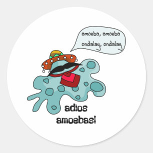 Pegatina Redonda Adios Amoebas