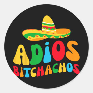 Pegatina Redonda Adiós Bichachos Equipo de Novia Mi Última Fiesta D