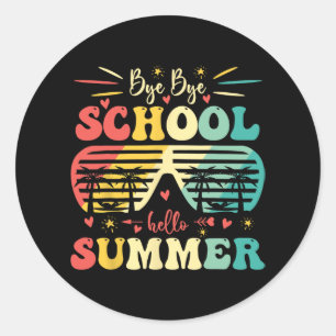 Pegatina Redonda Adiós Escuela Hola Summer Feliz Día Pasado De Scho