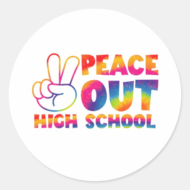 Pegatina Redonda Adiós Escuela Secundaria Tie Dye Último Día De Esc (Anverso)