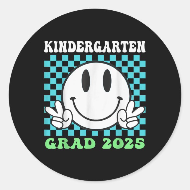Pegatina Redonda Adiós Kindergarten Hola primer grado 2025 Graduati (Anverso)