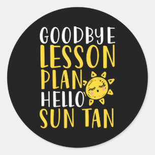 Pegatina Redonda Adios Plan de Lección Hola Sun Tan