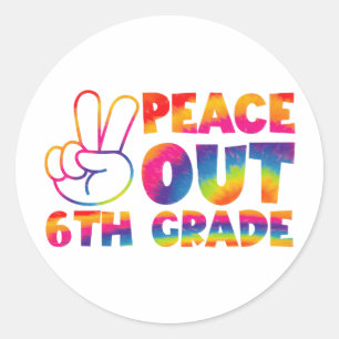 Pegatina Redonda Adiós Sexto Grado Tie Dye Último Día 6to Grado 