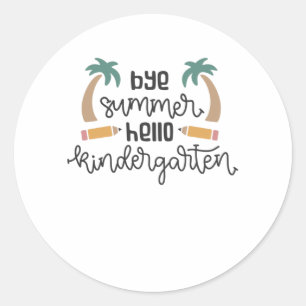 Pegatina Redonda Adiós Summer Hello Aprendizaje de vacaciones en ja