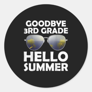 Pegatina Redonda Adiós tercer grado Hola verano tercer grado Gradua