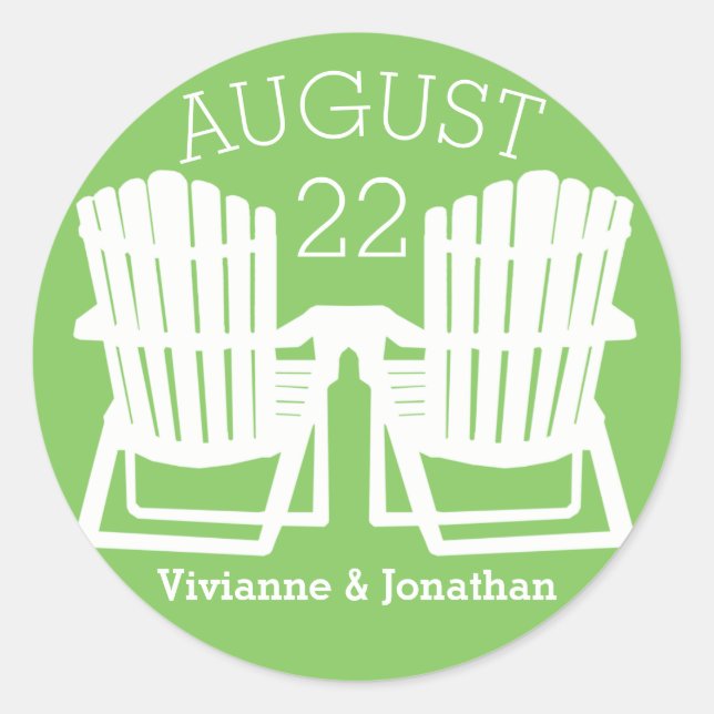 Pegatina Redonda Adirondack Chairs (Anverso)