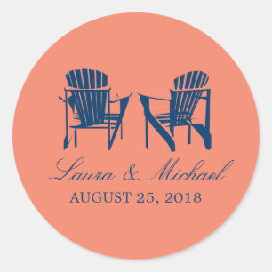 Pegatina Redonda Adirondack Chairs   BODA