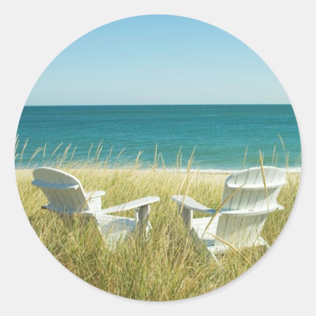 Pegatina Redonda Adirondack preside las dunas (Anverso)