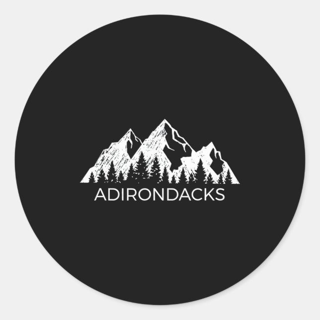 Pegatina Redonda Adirondacks Cool Adirondacks New York Mountain G  (Anverso)