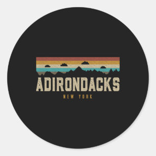 Pegatina Redonda Adirondacks Montañas Vintage Senderismo Camping Nu